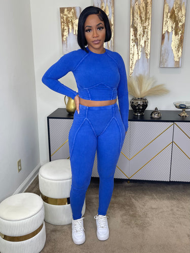 Ready To Go Ribbed Legging Set(Blue)