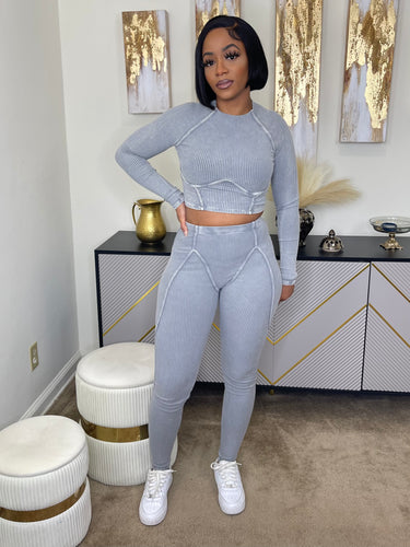 Ready To Go Ribbed Legging Set(Gray)