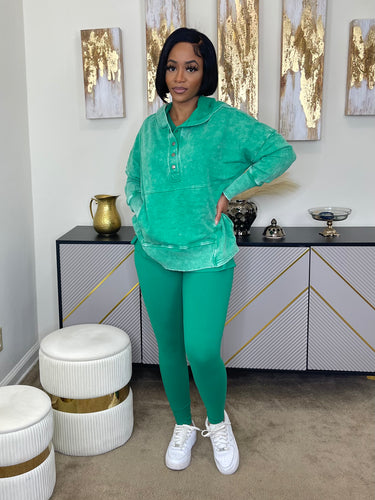 Lounge Around 3 Piece Hoodie Set(Green)