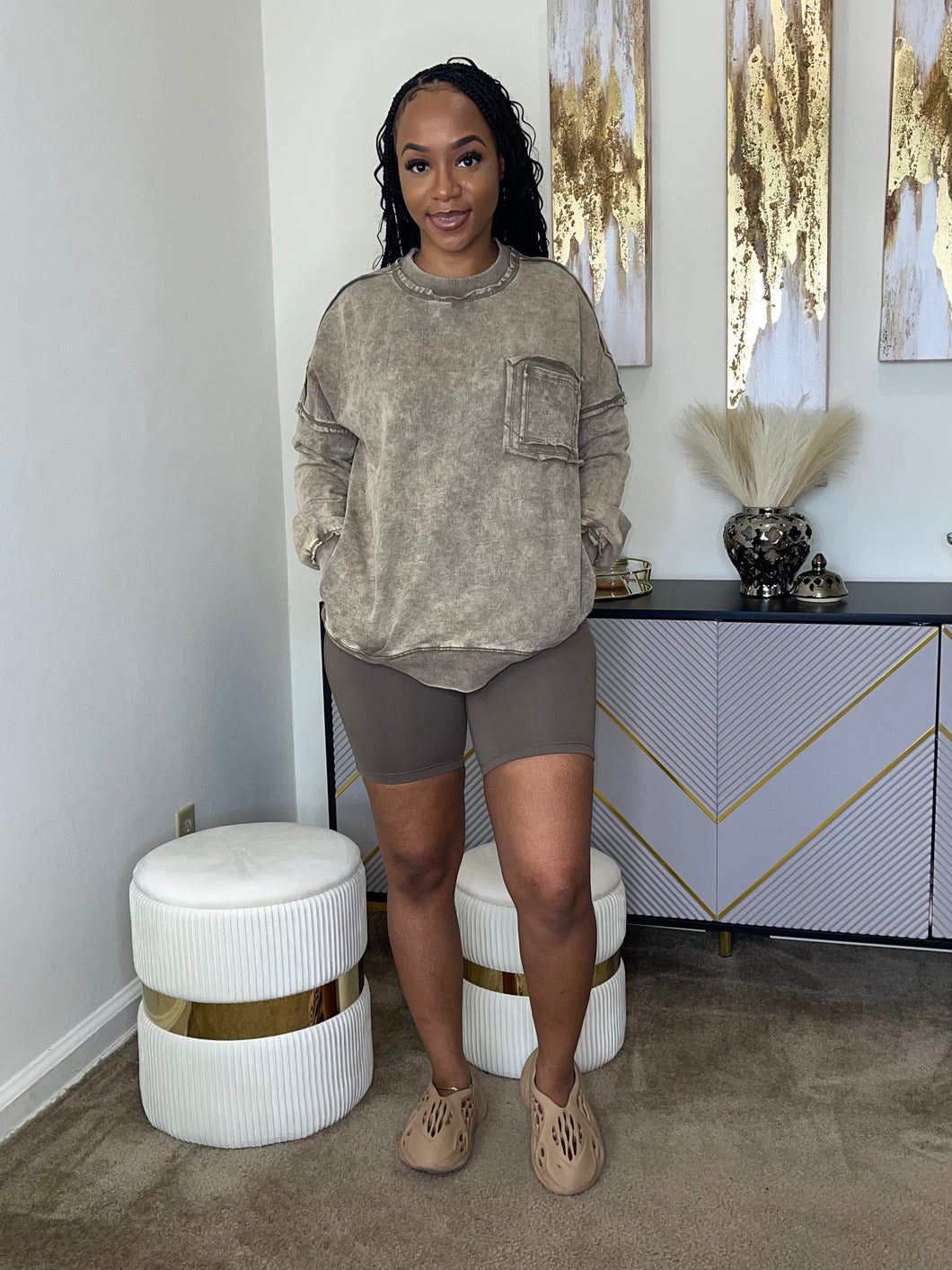 Prepare The Others Shorts Set(Mocha)