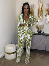 Exotic Stripes Pants Set(Green)