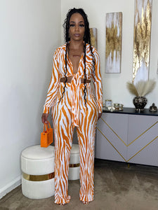 Exotic Stripes Pants Set(Orange)