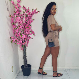 Low Key Chill Shorts Set Dark Taupe