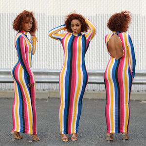 On The Low Stripe Midi Dress
