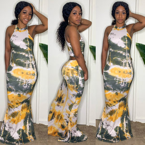 Tie Dye Temptations Maxi Dress (Green)