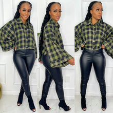Plaid Over You Cropped Blouse