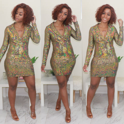 Glitz and Glam Button Dress