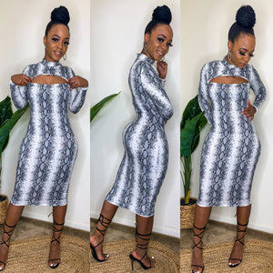 Snake Goddess Midi Dress (Gray)