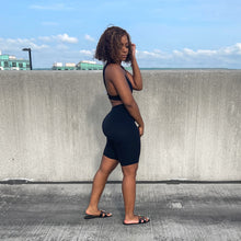 Summer Ribbed Biker Set Black