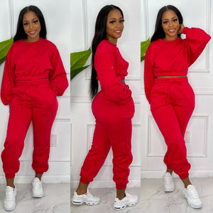 Cropped And Cozy Sweatpants Set
