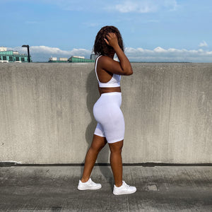 Summer Ribbed Biker Set White