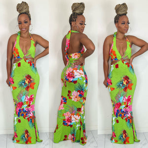 Green Apple Martini Halter Maxi