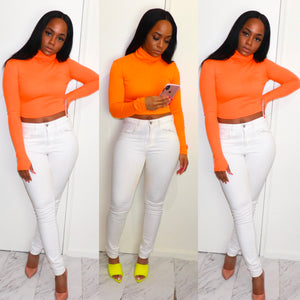 Neon Turtleneck Crop