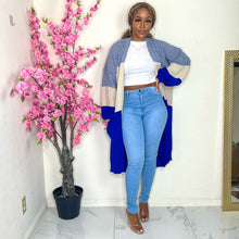 Three Tone Lush Cardigan (Blue)