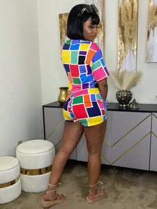 Color Block Short Set