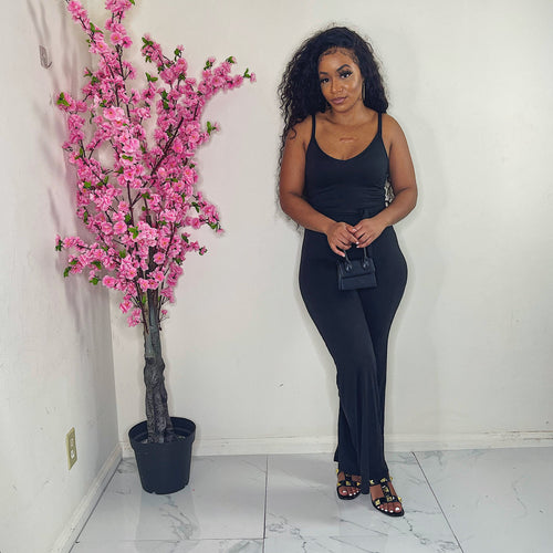 Just Vibes Waist Tye Jumpsuit Black