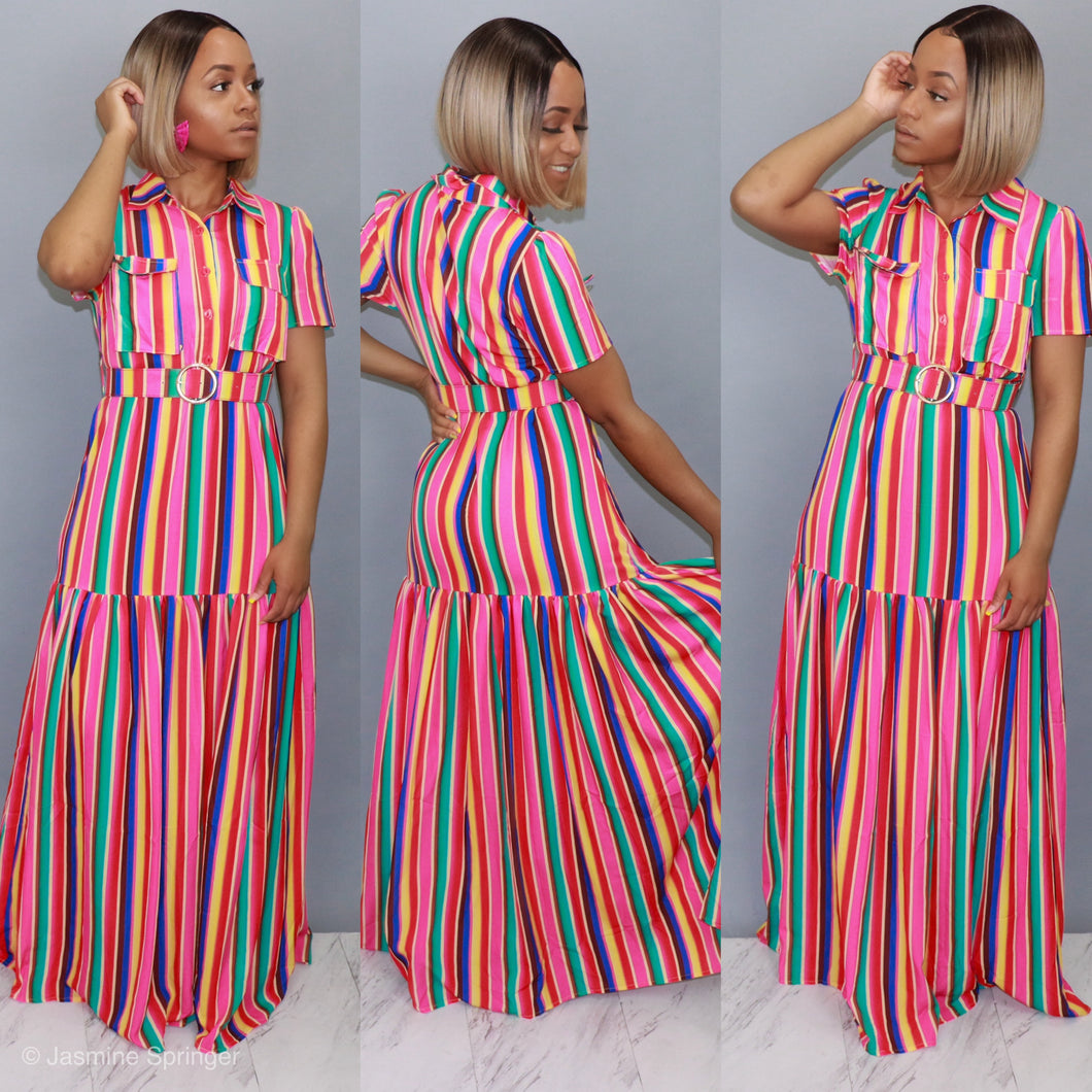 Colorful Stripes Maxi Dress