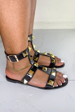 Gold Digger Gladiator Sandals (Black)