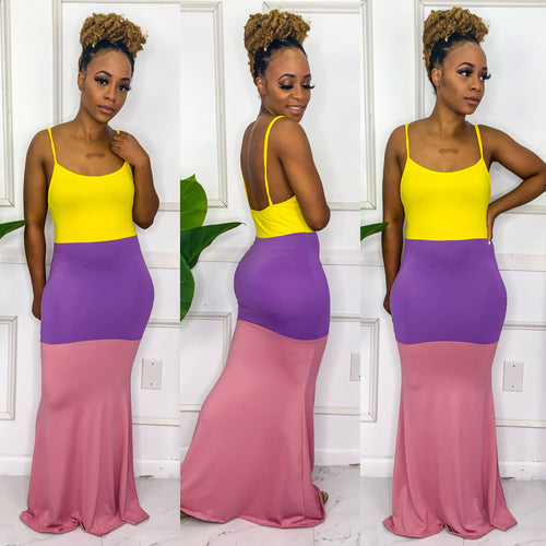 Vaca Me Color Block Maxi Dress