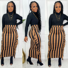 Fringe And Fashion Stripe Midi Skirt