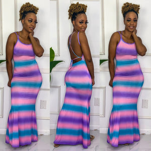 Cotton Candy Backless Maxi Dress