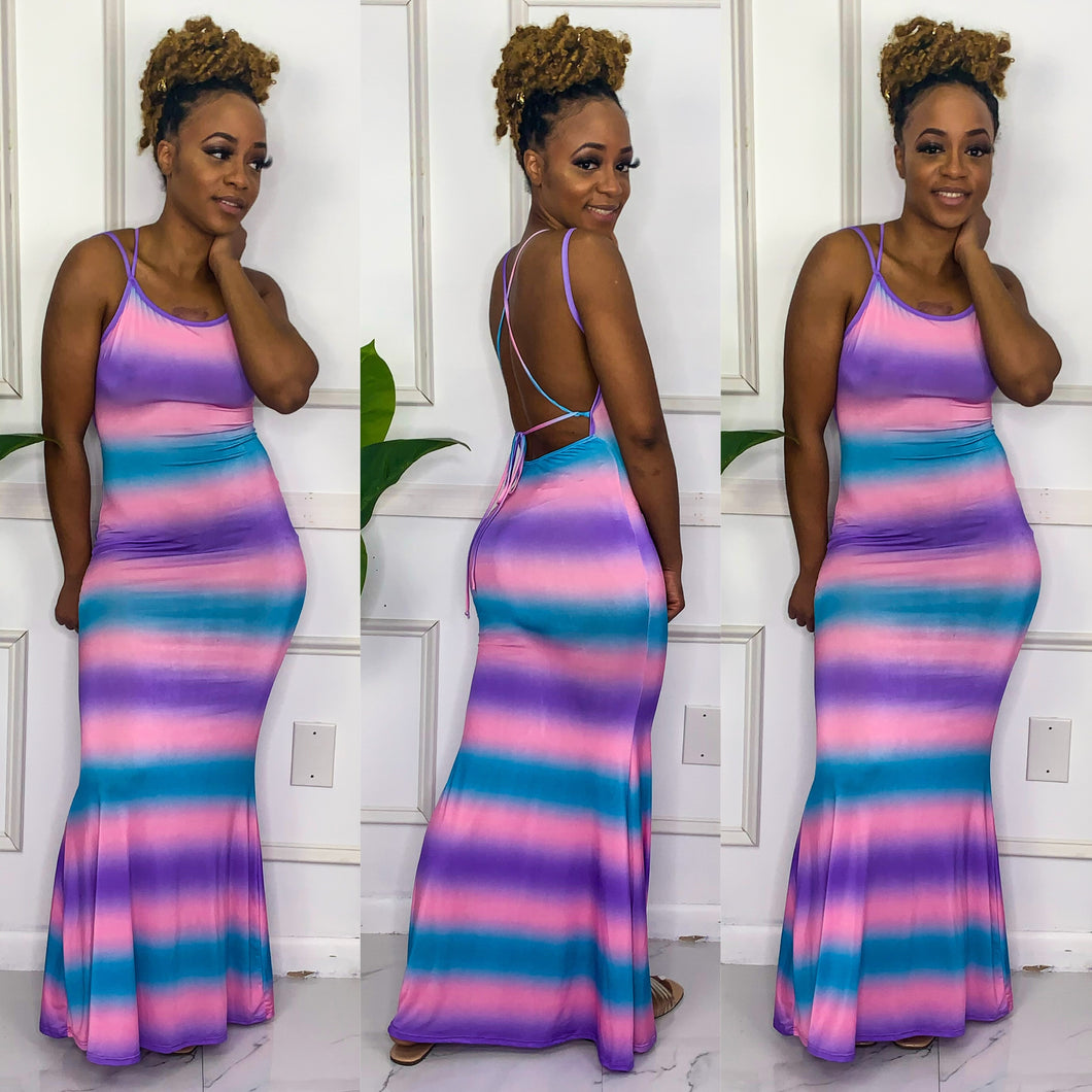 Cotton Candy Backless Maxi Dress
