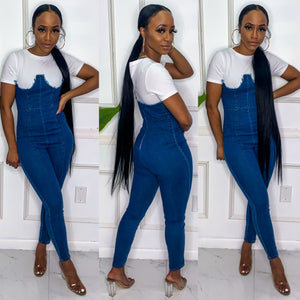 Denim Corset T-Shirt Jumpsuit