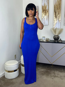 Monet Ribbed Maxi Dress(Blue)