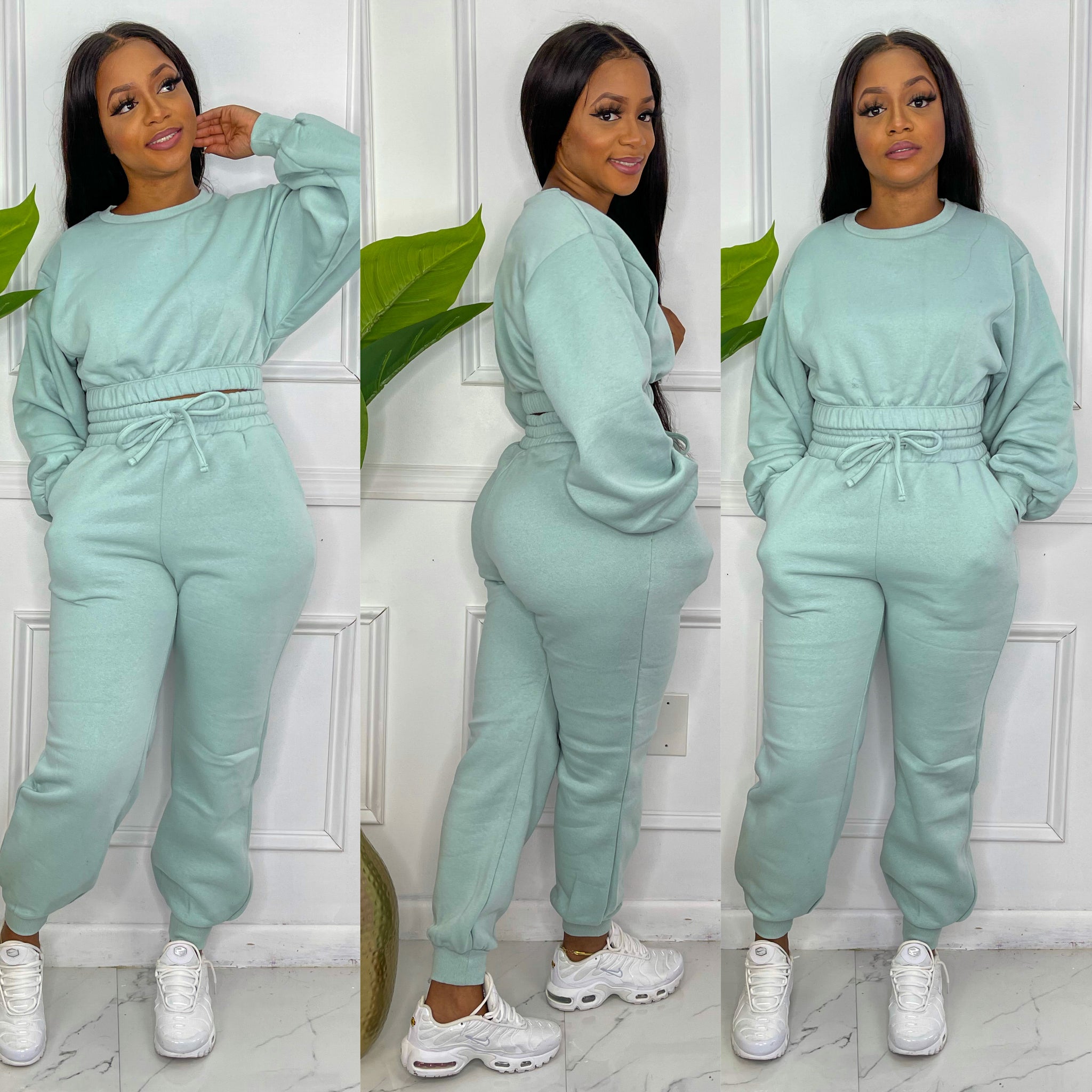 Cropped And Cozy Sweatpants Set – J