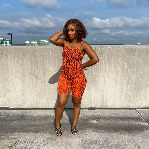 Cheetah Girl Romper Orange