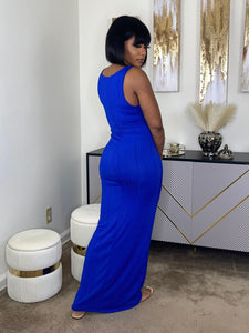 Monet Ribbed Maxi Dress(Blue)