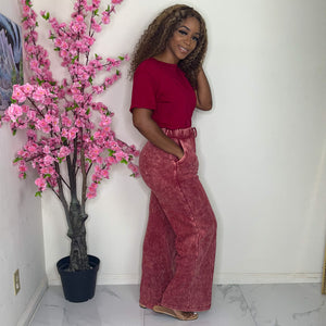 Rich Auntie Pants Set (Burgundy)