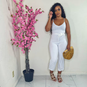 Just Vibes Waist Tye Jumpsuit White