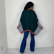 Color Block Throw Over Cardigan